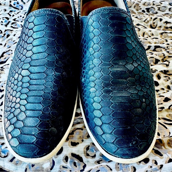 JOIE Kidmore sz 8 womens 38 black leather snakeskin print sneakers - Picture 2 of 11